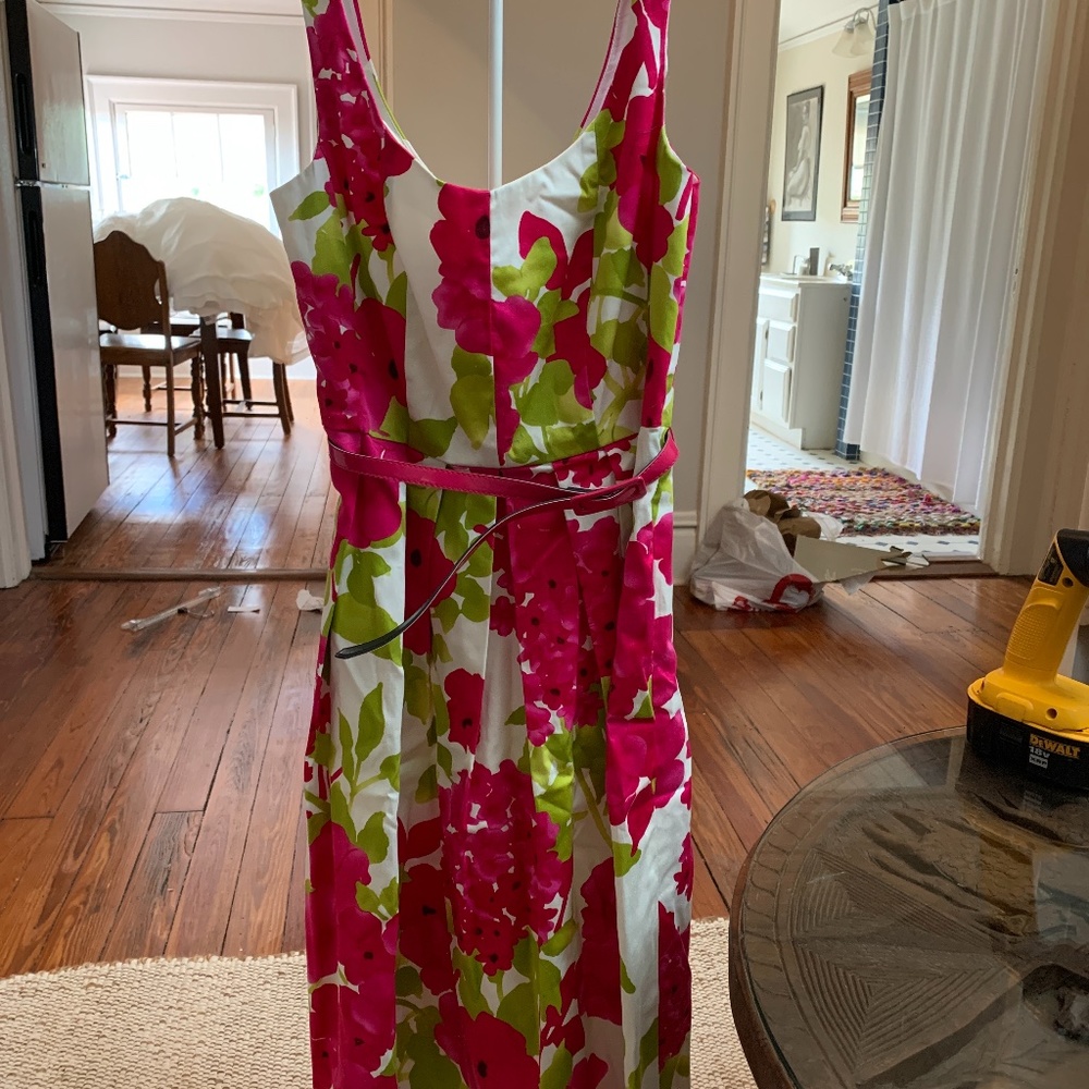 Eliza J. Belted pleated floral dress. Worn once to a party. Retail 145